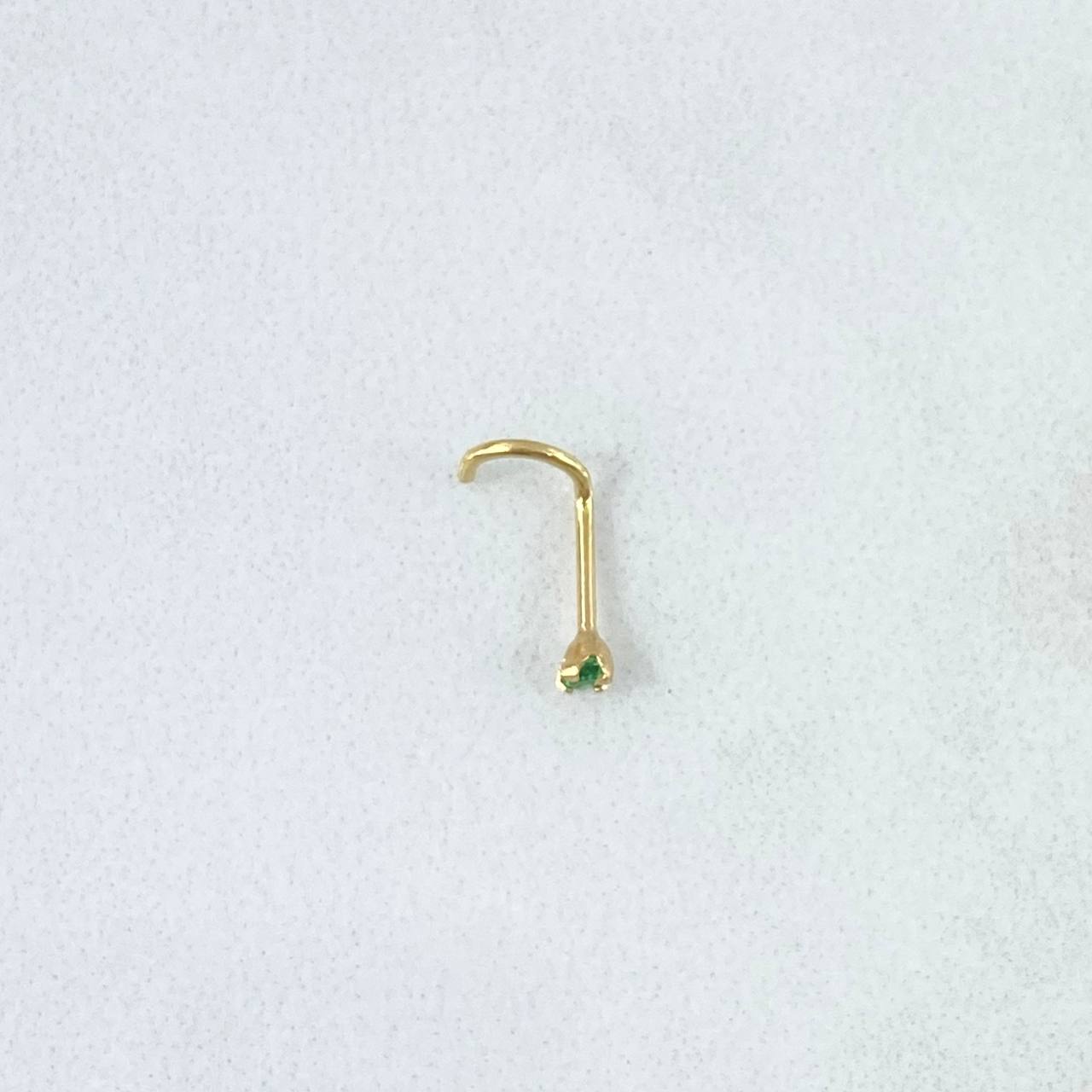 Piercing Chispa Cuatro Garras Curvo 0.15gr / 1cm / Circon Verde Oro Amarillo (Joya)