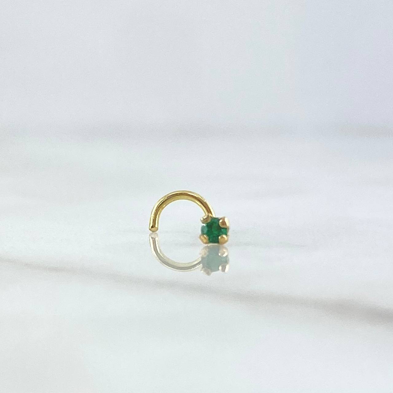 Piercing Chispa Cuatro Garras Curvo 0.15gr / 1cm / Circon Verde Oro Amarillo (Joya)