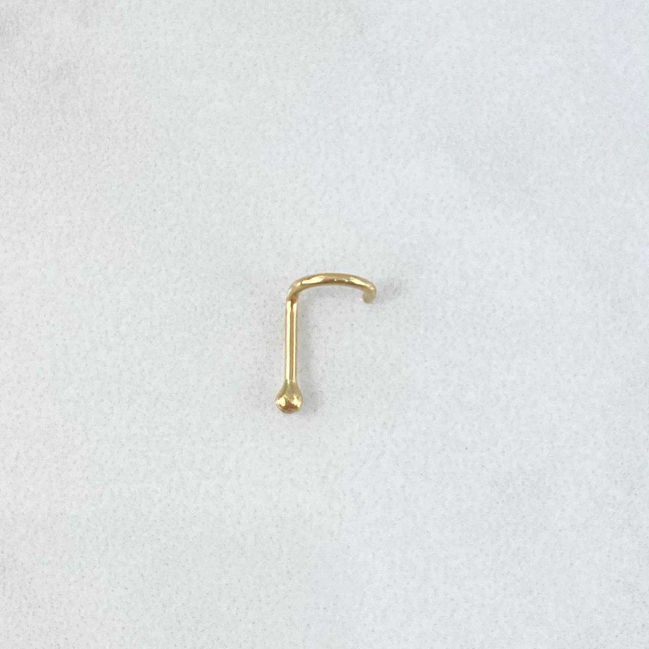 Piercing Curvo Chispa Fija 0.1gr / 1cm / Bola 2mm Oro Amarillo 18K (Joya) ©