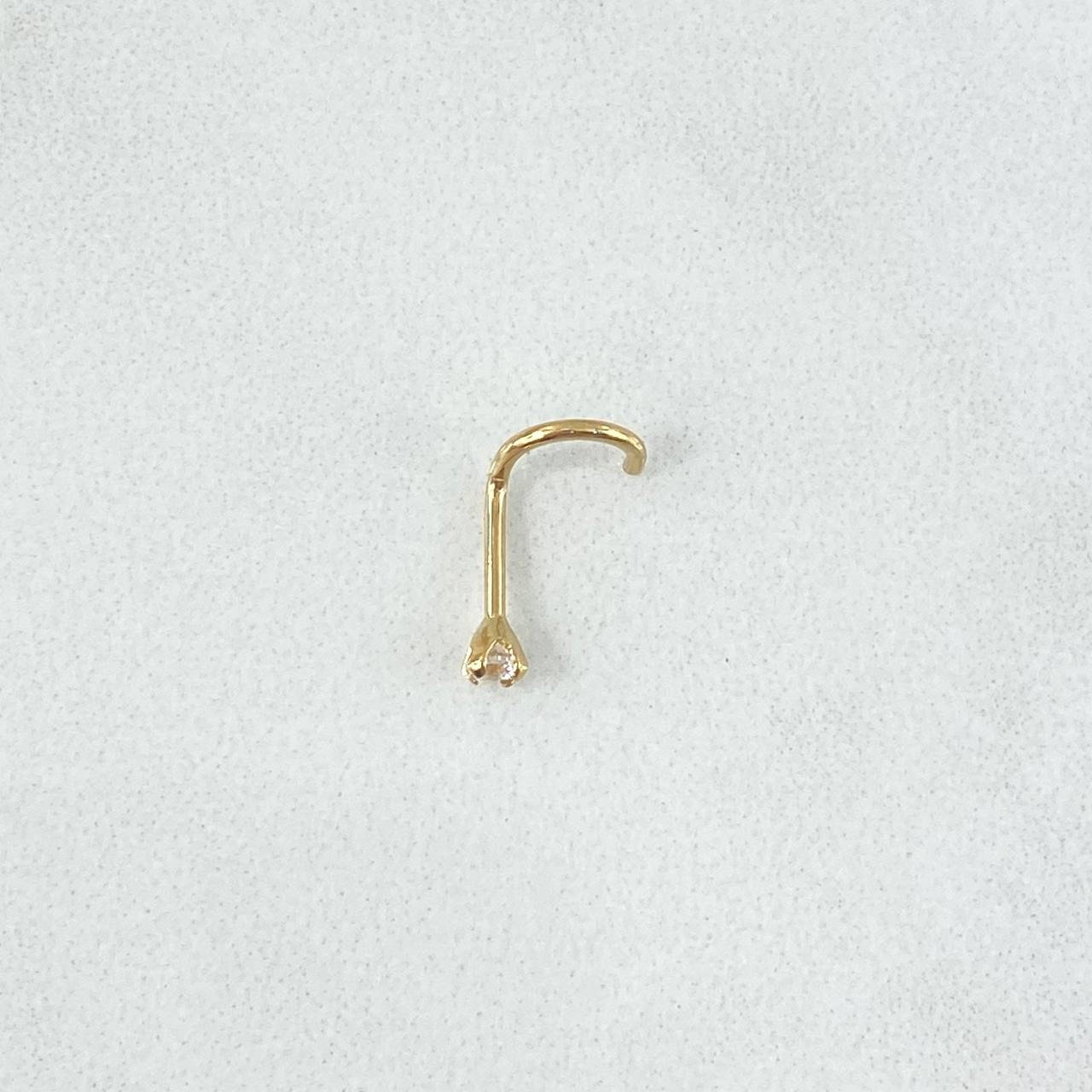 Piercing Chispa Cuatro Garras Curvo 0.2gr / 1cm / Circon Blanco Oro Amarillo (Joya)