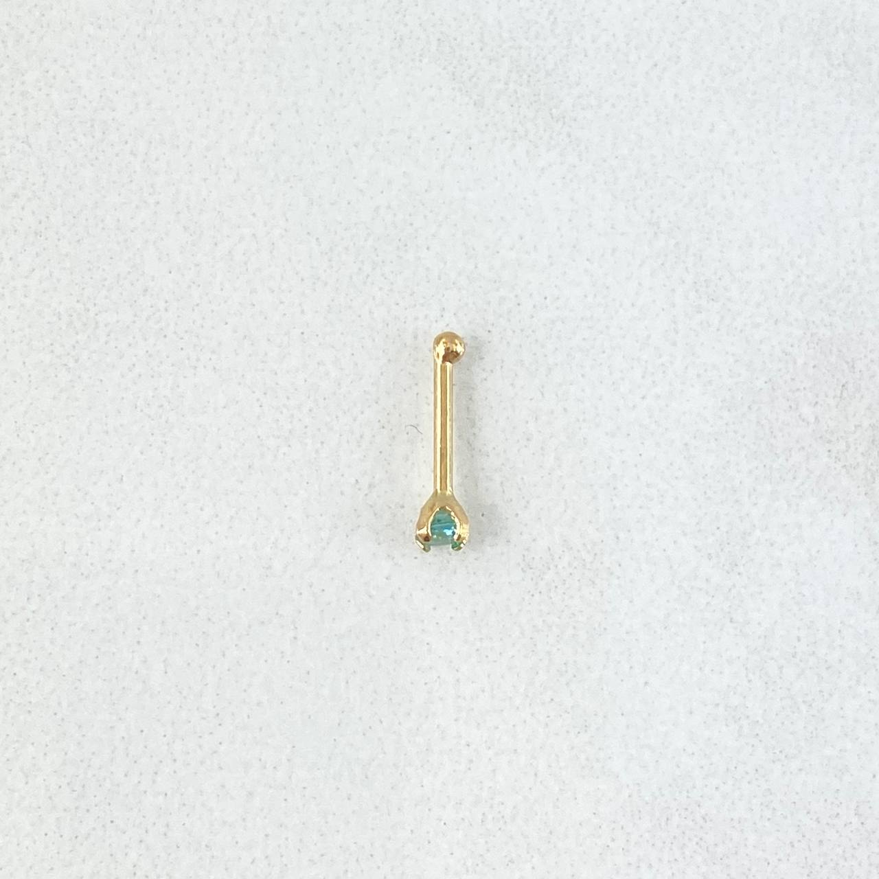 Piercing Chispa Fija 0.15gr / 1cm / Circon Celeste Oro Amarillo (Joya)