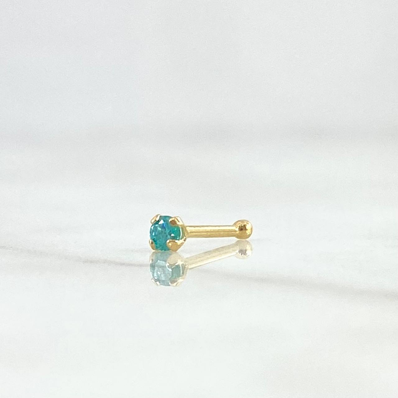 Piercing Chispa Fija 0.15gr / 1cm / Circon Celeste Oro Amarillo (Joya)