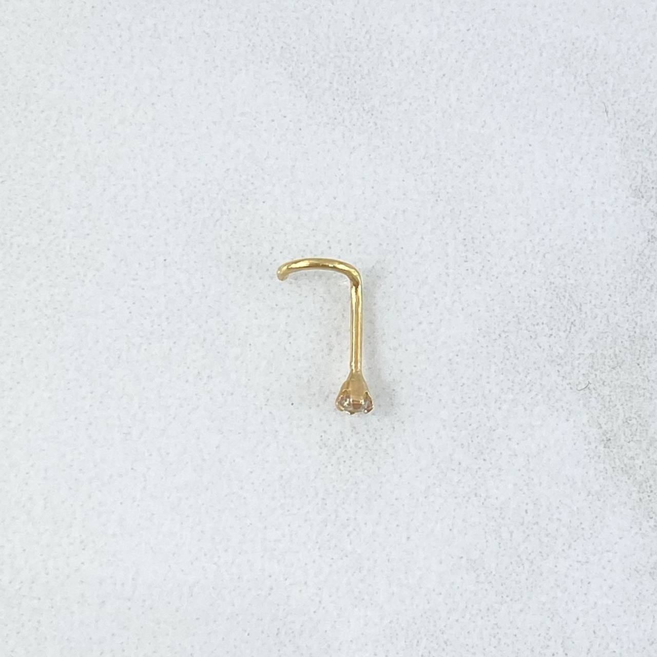 Piercing Chispa Cuatro Garras Curvo 0.15gr / 1cm / Circon Blanco Oro Amarillo (Joya)