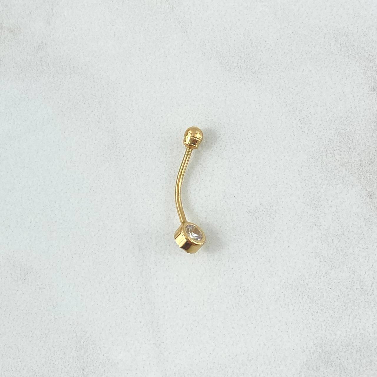 Piercing Bisel Ombligo 0.45gr / 2.1cm / Circon Blanco Oro Amarillo (Joya)