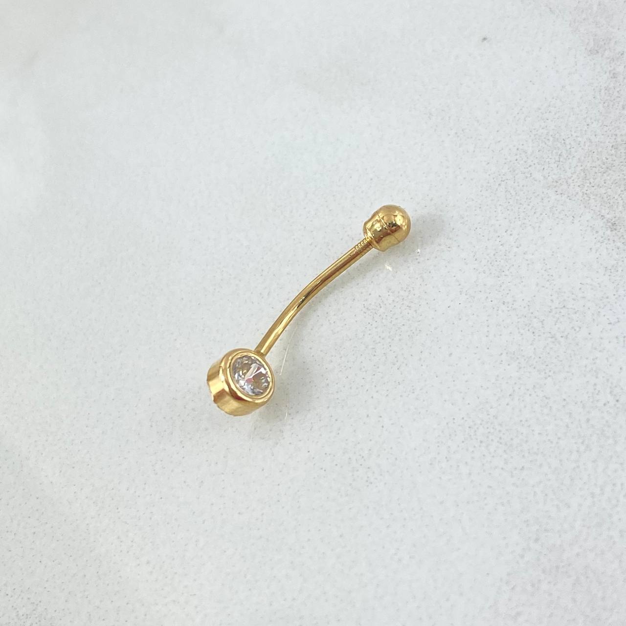 Piercing Bisel Ombligo 0.45gr / 2.1cm / Circon Blanco Oro Amarillo (Joya)