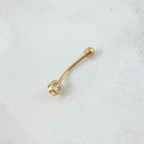 Piercing Bisel Ombligo 0.45gr / 2.1cm / Circon Blanco Oro Amarillo (Joya)