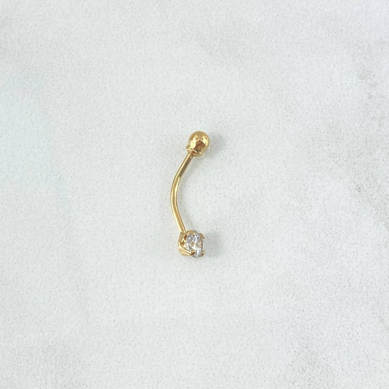 Piercing Cuatro Garras Ombligo 0.4gr / 1.9cm / Circon Blanco Oro Amarillo (Joya)