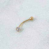 Piercing Cuatro Garras Ombligo 0.4gr / 1.9cm / Circon Blanco Oro Amarillo (Joya)