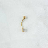 Piercing Cuatro Garras Ombligo 0.4gr / 1.9cm / Circon Blanco Oro Amarillo (Joya)