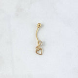 Piercing Corazón Colgante Ombligo 0.6gr / 2.6cm / Circon Blanco Oro Amarillo (Joya)