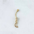 Piercing Luna Colgante Ombligo 0.65gr / 3cm / Circon Blanco Oro Amarillo (Joya)