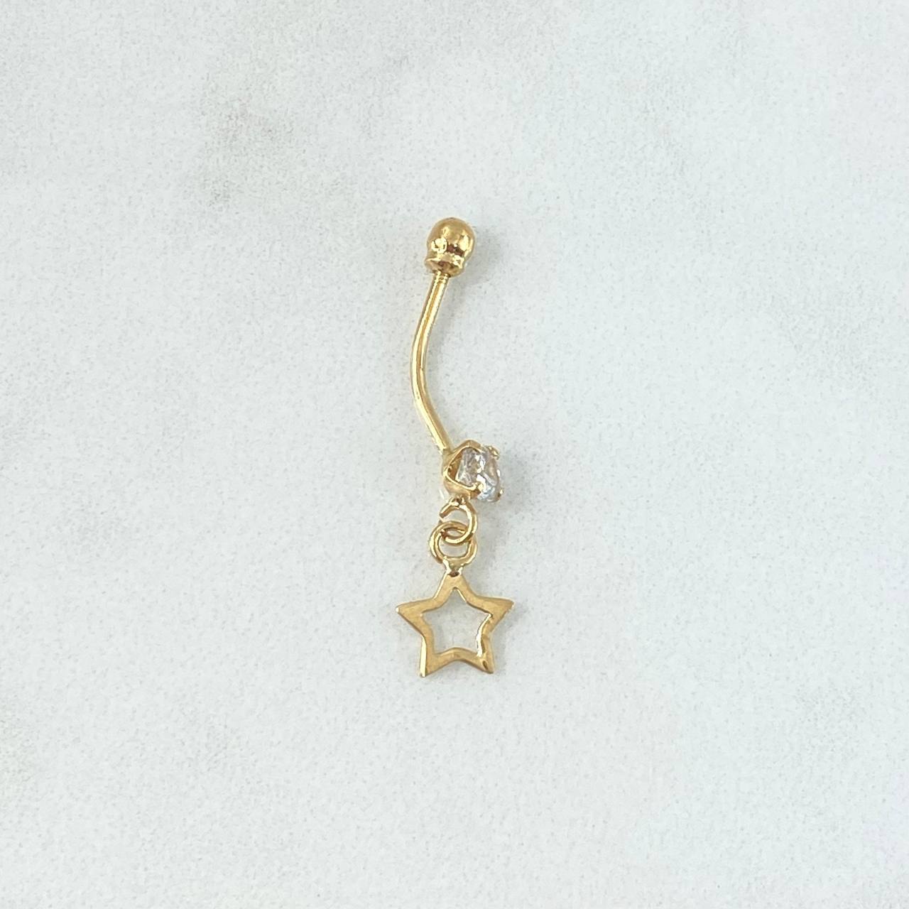 Piercing Estrella Colgante Ombligo 0.65gr / 3.1cm / Circon Blanco Oro Amarillo (Joya)