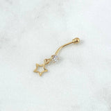 Piercing Estrella Colgante Ombligo 0.65gr / 3.1cm / Circon Blanco Oro Amarillo (Joya)