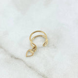 Piercing Earcuff Simulador Doble Linea Corazón Colgante 0.8gr / 1.1cm / Oro Amarillo (Joya)