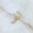 Piercing Earcuff Simulador Doble Linea Luna Colgante 0.85gr / 1.1cm / Oro Amarillo (Joya)