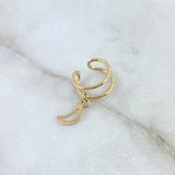 Piercing Earcuff Simulador Doble Linea Luna Colgante 0.9gr / 1.2cm / Oro Amarillo 18K (Joya) *