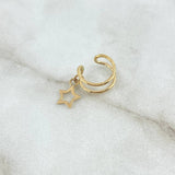 Piercing Earcuff Simulador Doble Linea Estrella Colgante 0.85gr / 1.1cm / Oro Amarillo (Joya)