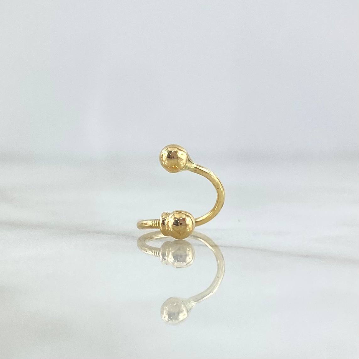 Piercing Espiral 0.45gr / 1cm / Bola 3mm. Rosca Bola Oro Amarillo (Joya)