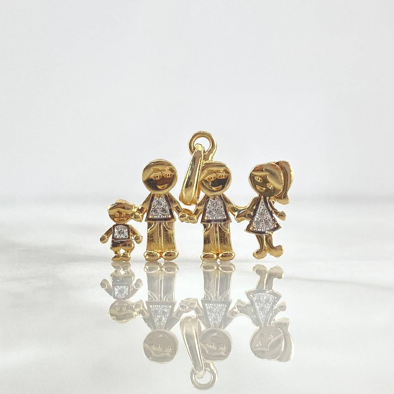 Dije Familia 3.05gr / 2.2cm / Mamá Papá Hijos Oro Amarillo