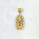 Dije Virgen Guadalupe 4.35gr / 3.6cm / Filigrana Circones Blancos Verdes Fucsias Oro Amarillo