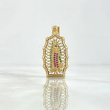 Dije Virgen Guadalupe 4.35gr / 3.6cm / Filigrana Circones Blancos Verdes Fucsias Oro Amarillo