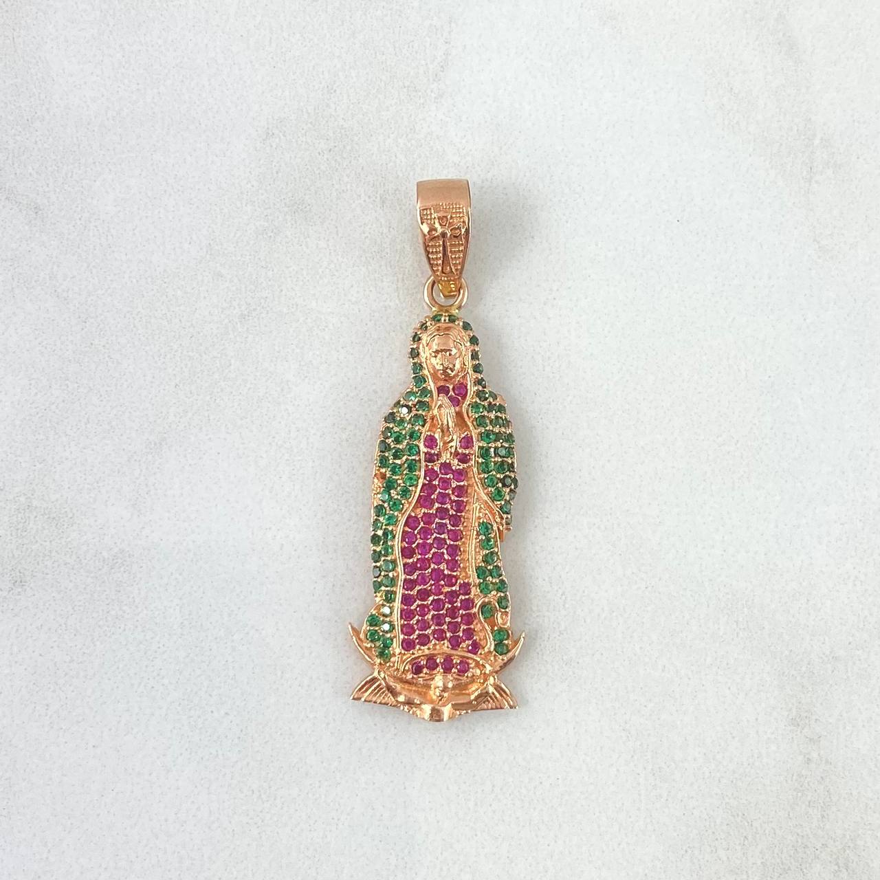 Dije Virgen Guadalupe 5.35gr / 4.2cm / Silueta Circones Blancos Verdes Fucsias Oro Rosa