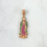 Dije Virgen Guadalupe 5.35gr / 4.2cm / Silueta Circones Blancos Verdes Fucsias Oro Rosa