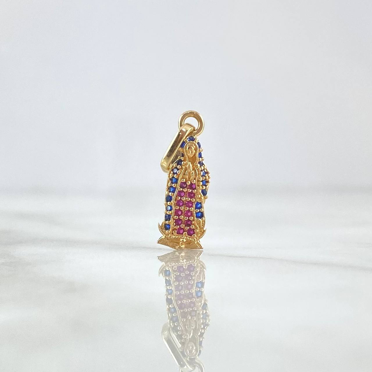 Dije Virgen Guadalupe 1.75gr / 2.8cm / Silueta Circones Azules Fucsias Oro Amarillo