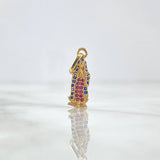 Dije Virgen Guadalupe 1.15gr / 2.4cm / Silueta Circones Azules Fucsias Oro Amarillo