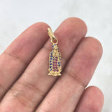 Dije Virgen Guadalupe 1.15gr / 2.4cm / Silueta Circones Azules Fucsias Oro Amarillo