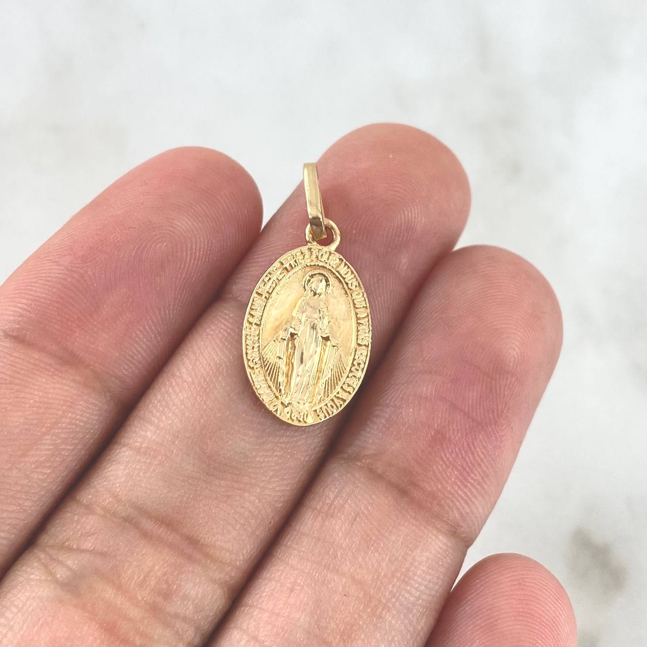 Dije Virgen Milagrosa 1.4gr / 2.3cm / Medalla Mate Oro Amarillo