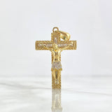 Dije Cruz Cristo 8.85gr / 4.4cm / Texturizado Circones Blancos Oro Amarillo