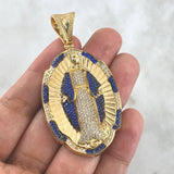 Dije Virgen Milagrosa 18.7gr / 6.3cm / Circones Blancos Y Azules Oro Amarillo ©