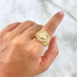 Anillo Sello Medusa 10.55gr / T10 / Circones Blancos Oro Amarillo