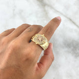 Anillo Sello Brujula 10.6gr / T8 / Circones Blancos Dos Oros Amarillo Rosa