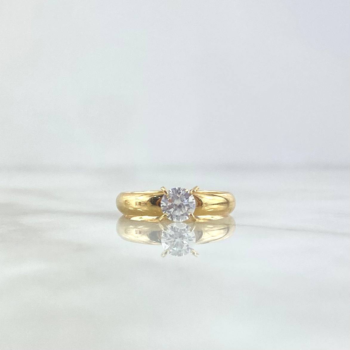 Anillo Solitario Abultado  1.25gr / T5 1/2 / Circon Blanco Oro Amarillo