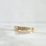 Anillo Solitario Churumbela Doble Carril 1.9gr / T4 / Circones Blancos Oro Amarillo