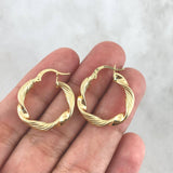 Candongas Valen 2.3gr / 2.3cm / Rayadas Entorchadas Oro Amarillo 18K