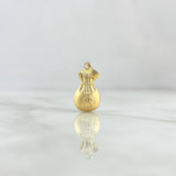 Dije Bolsa de Dinero 0.75gr / 2.2cm / Mate Cargador Bordeado Oro Amarillo ©