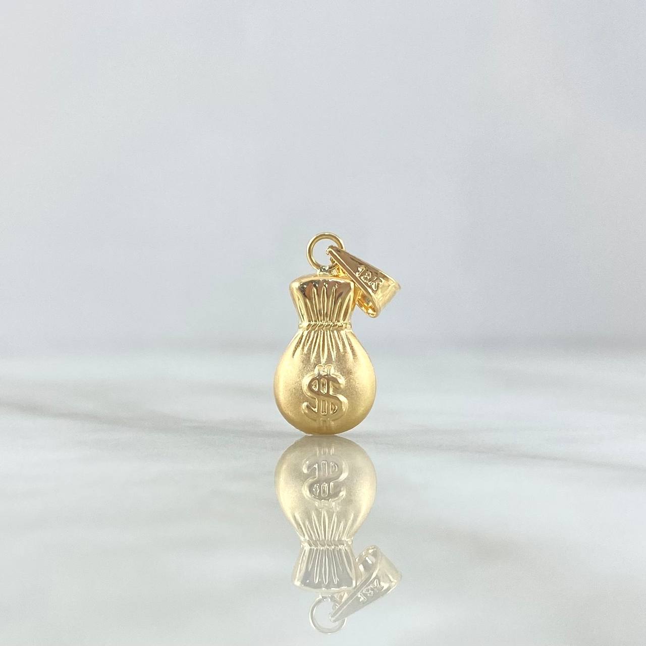 Dije Bolsa de Dinero 0.75gr / 2.2cm / Mate Cargador Liso Oro Amarillo ©