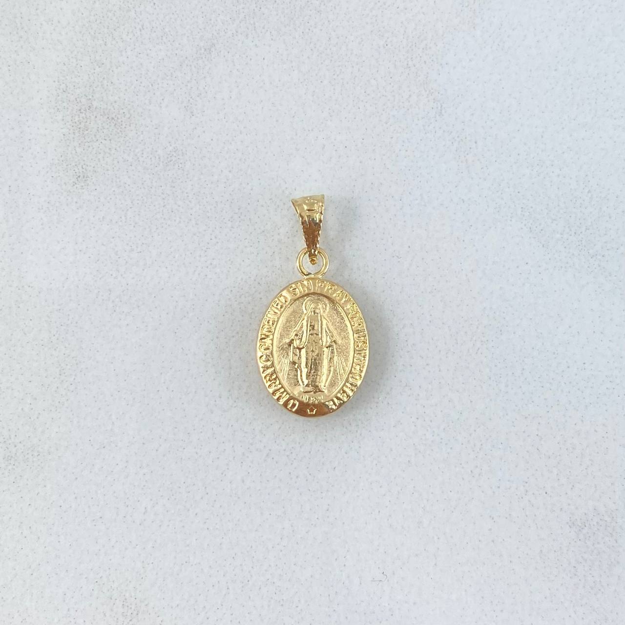 Dije Virgen Milagrosa 0.55gr / 1.8cm / Troquelada Cargador Bordeado Oro Amarillo