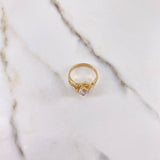 Anillo Solitario Lineas Cruzadas 4gr / T5 3/4 / Circones Blancos Oro Amarillo &