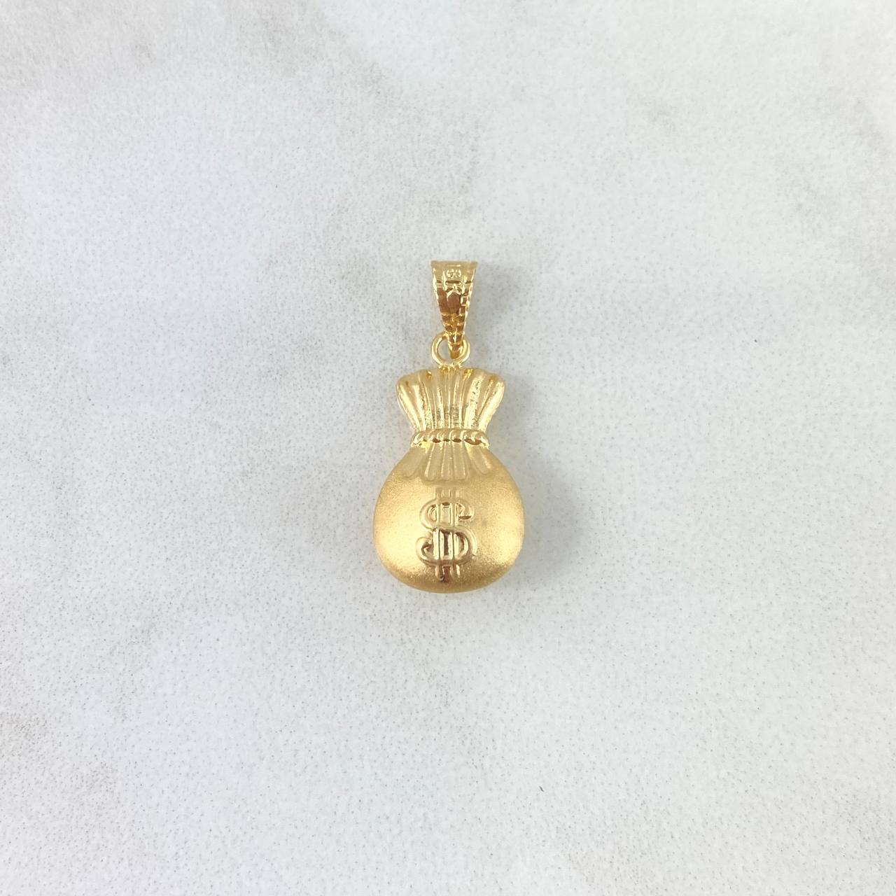 Dije Bolsa de Dinero 0.8gr / 2.2cm / Mate Cargador Bordeado Oro Amarillo