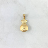 Dije Bolsa De Dinero 0.45gr / 1.8cm / Mate Cargador Bordeado Oro Amarillo 18K