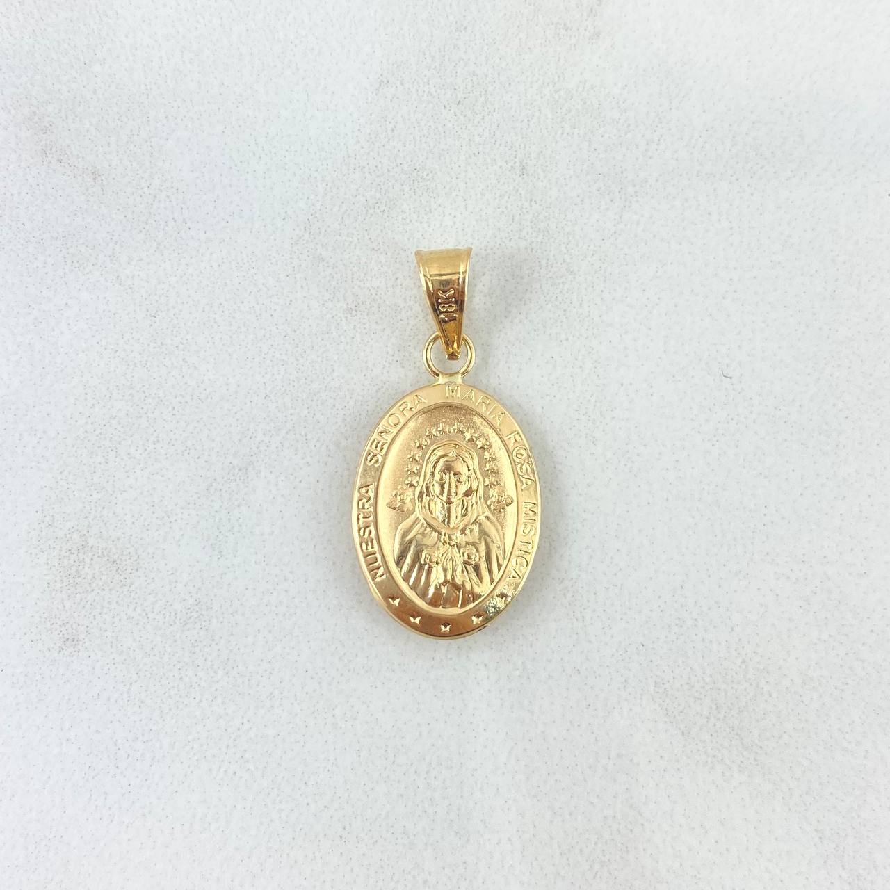 Dije Virgen Rosa Mistica 0.9gr / 2.5cm / Troquelada Oro Amarillo