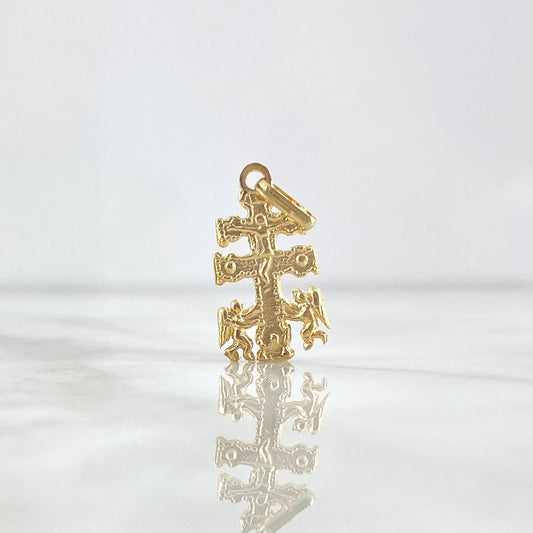 Dije Cruz de Caravaca 2.3gr / 2.6cm / Texturizada Oro Amarillo