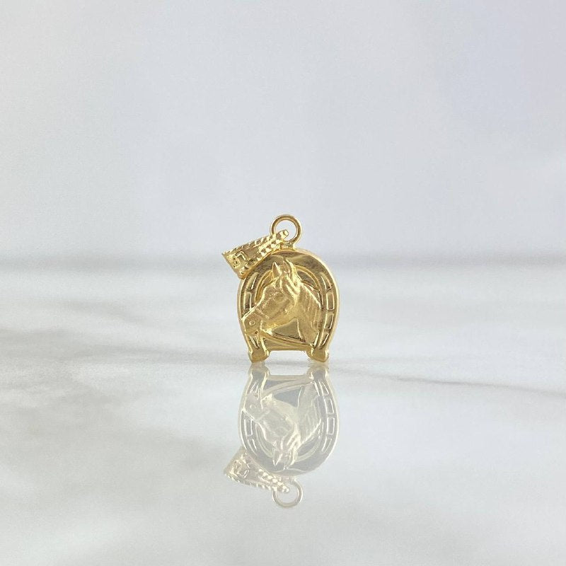 Dije Herradura Caballo 0.5gr / 1.7cm / Cargador Bordeado Oro Amarillo