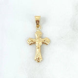 Dije Cruz Cristo Florenciada 0.8gr / 2.8cm / Cargador Liso Oro Amarillo