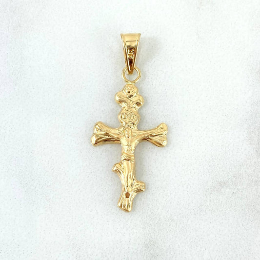 Dije Cruz Cristo Florenciada 0.95gr / 3.2cm / Cargador Liso Oro Amarillo