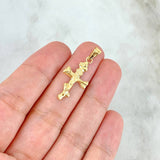 Dije Cruz Cristo Florenciada 0.95gr / 3.2cm / Cargador Liso Oro Amarillo